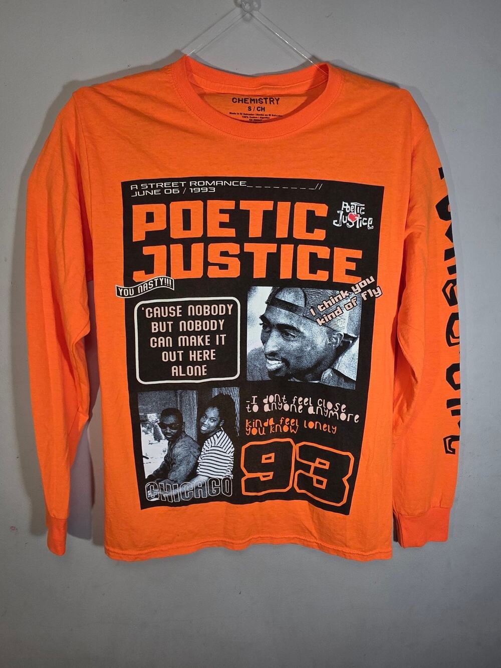 Chemistry Tupac Poetic Justice Long Sleeve T-Shirt Orange Size S